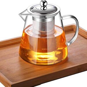 Glass Teapot with Infuser Tea Pot 32oz/43oz Tea Kettle Stovetop Safe Blooming and Loose Leaf Tea Maker Set (43oz/ 1300ml)