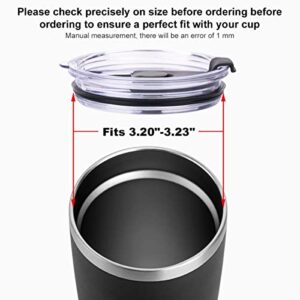 20 oz Tumbler Lids, Fits for 20 oz YETI Rambler, Atlin, Juro, SUNWILL, Umite Chef and More, Koodee 2 Pack Spill-proof Lids,Covers for 20 Ounce Tumbler,Cup (Black)