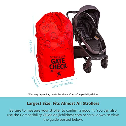 Disney Baby by J.L. Childress Gate Check Bag for Single & Double Strollers - Single & Double Stroller Travel Bag - Large Stroller Travel Bag for Airplane - Air Travel Stroller Bag - Red, Mickey Mouse