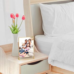 NIUBEE 12Pack 4 x 6 Clear Acrylic Wedding Table Number Holder Stands with Gold Borders, Double Sided Gold Picture Frames Sign Holder for Restaurant Table Menu Recipe Cards Photo Display