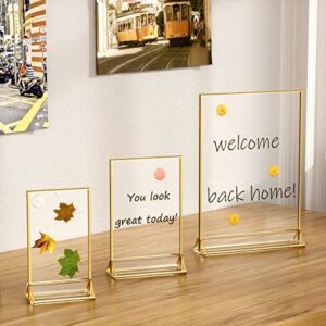 NIUBEE 12Pack 4 x 6 Clear Acrylic Wedding Table Number Holder Stands with Gold Borders, Double Sided Gold Picture Frames Sign Holder for Restaurant Table Menu Recipe Cards Photo Display