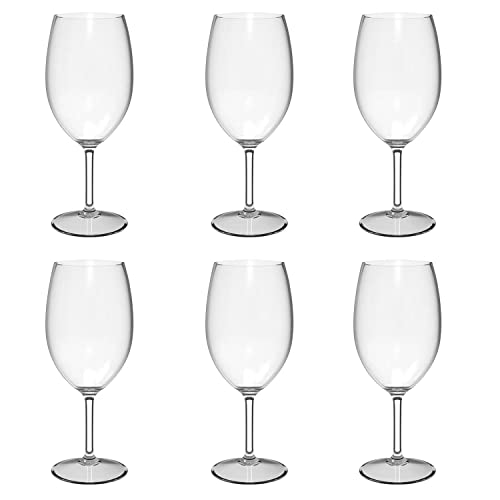 21-ounce Unbreakable Acrylic Wine Glasses Plastic Stem Wine Glasses, set of 6 - All Purpose, Red or White Wine Glass, Dishwasher Safe, BPA Free