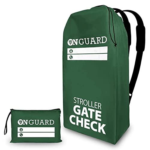 ONGUARD Double Stroller Bag For Airplane | Stroller Cover | Gate Check Stroller Bag | Baby Airplane Travel Accessories | Waterproof Rip Resistant Polyester Compact Backpack | Green