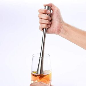 JXS 10" 255MM Stainless Steel Sturdy Cocktail Muddler, Professional Well Made Dishwasher Safe Muddler Bar Tool