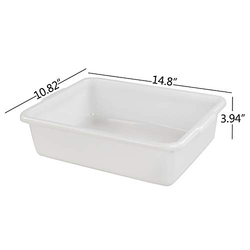 AnnkkyUS 4-pack Bus Tubs Commercial, 8 L White Plastic Wash Basin Bus Box