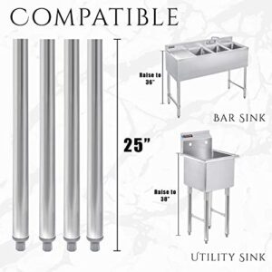 Legs for Bar Sink & Utility Sink - DuraSteel 25 inch Replacement Galvanized Boosted Legs - Raise Basin Height to 36" or 38" for Standard Bar Sink, Prep & Utility Sink