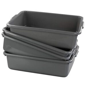 cadineus 13 l grey plastic tote box set of 4, commercial bus box large plastic dish bin