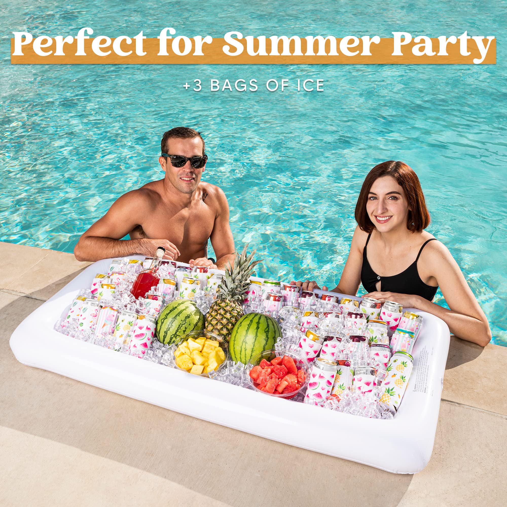 JOYIN Inflatable Serving Bars with Drain Plug (3 Sets), Inflatable Cooler Ice Buffet Salad Serving Trays for Indoor Outdoor Summer Beach Luau Party, Picnic, and Pool Party