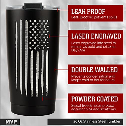 American Flag 20 oz Insulated Travel Mug | Stainless Steel USA Travel Coffee Mug | Tumbler for Hot & Cold Beverages | Gifts for Women & Men