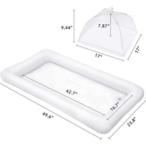 HBlife Inflatable Serving Bar & Food Umbrella Mesh Cover Screen Tent Set, Party Supplies Set for Picnics Pool Bar Outside, 2 Inflatable Tray, 6 Food Tents/Food Covers for Outdoors (White)