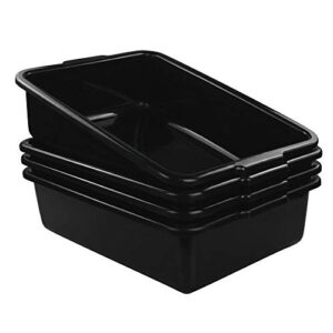 hommp 4-pack large plastic commercial bus tubs, 22 l rectangle utility bus box