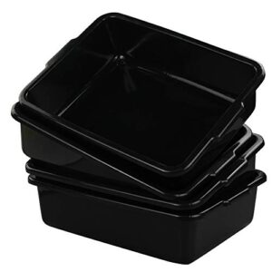 eudokkyna plastic bus tub set of 4, black rectangle plastic dish pans, 8 liters