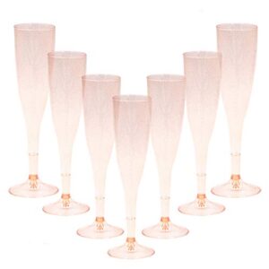 homy feel rose gold glitter plastic rose gold wine glasses 30 pack,6.5 oz champagne flutes disposable for valentine's day,plastic champagne flutes,mimosa bar glasses,valentine's day supplies