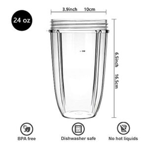 Blender Replacement Parts for Nutribullet Blender, 24OZ Cup with Replacement Extractor Blade Compatible with Nutribullet 600W 900W Blenders