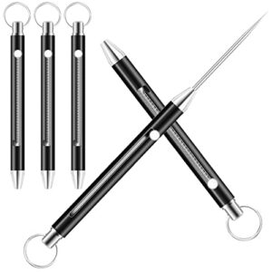 3 pieces black keychain titanium telescopic toothpicks | integrated design telescopic toothpick with titanium protective case holder | metal pocket toothpick stainless steel toothpick