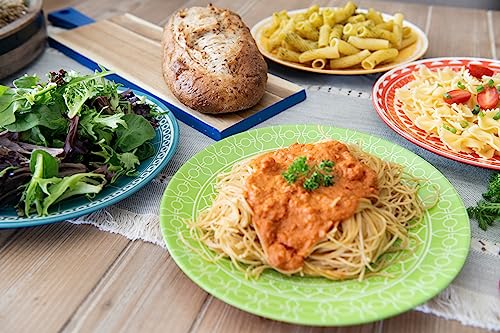 Annovero Dinner Plate Set - Set of 6 Dinnerware for Salad, Dessert, Pasta, Entrées, Colorful Stoneware Dishes for Kitchen, Microwave and Oven Safe, 10.5 Inch Diameter