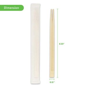 [100 Pairs] Disposable Bamboo Chopsticks - Premium Individually Wrapped Splinter-Less Smooth Wooden Chopsticks Traditional Japanese, Korean Chopsticks