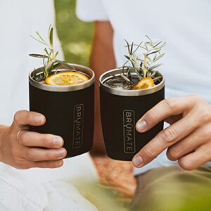 BrüMate Rocks - 12oz 100% Leak-Proof Insulated Lowball Cocktail & Whiskey Tumbler - Double Wall Vacuum Stainless Steel - Shatterproof - Camping & Travel Tumbler & Cocktail Glass (Walnut)