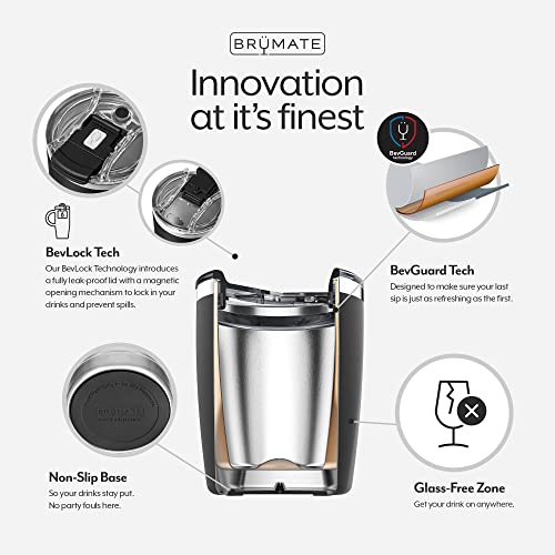 BrüMate Rocks - 12oz 100% Leak-Proof Insulated Lowball Cocktail & Whiskey Tumbler - Double Wall Vacuum Stainless Steel - Shatterproof - Camping & Travel Tumbler & Cocktail Glass (Walnut)