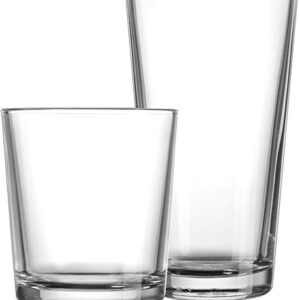 HE Classic Drinking Glasses Set, 12-Count Classic Glassware, Includes 6 Cooler Glasses(17oz) 6 DOF Glasses(13oz)12-piece Elegant Glassware Set