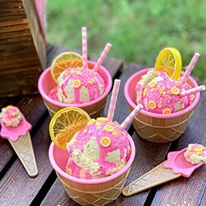 Lawei 24 Pack Ice Cream Cups with Spoons - Reusable Plastic ice cream bowls Sundae Frozen Yogurt