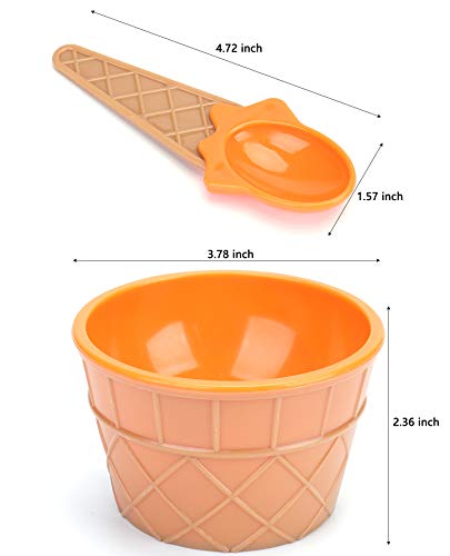 Lawei 24 Pack Ice Cream Cups with Spoons - Reusable Plastic ice cream bowls Sundae Frozen Yogurt