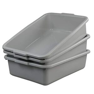 Ggbin Plastic Dish Tubs, Commercial Bus Box/Wash Basin Tote Box, 4-Pack(Grey, 22L)