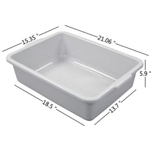 Ggbin Plastic Dish Tubs, Commercial Bus Box/Wash Basin Tote Box, 4-Pack(Grey, 22L)