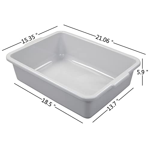 Ggbin Plastic Dish Tubs, Commercial Bus Box/Wash Basin Tote Box, 4-Pack(Grey, 22L)