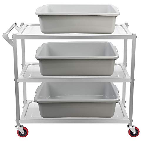 Ggbin Plastic Dish Tubs, Commercial Bus Box/Wash Basin Tote Box, 4-Pack(Grey, 22L)