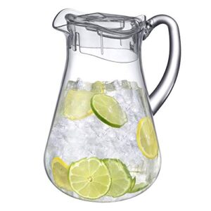 amazing abby - droply - acrylic pitcher (64 oz), clear plastic water pitcher with lid, fridge jug, bpa-free, shatter-proof, great for iced tea, sangria, lemonade, juice, milk, and more