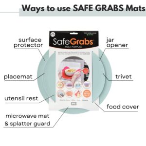 Safe Grabs: Multi-Purpose Silicone Original Microwave Mat as Seen on Shark Tank | Splatter Guard, Trivet, Hot Pad, Pot Holder, Minimize Mess (BPA Free, Heat Resistant, Dishwasher Safe), Set of 2, Mist