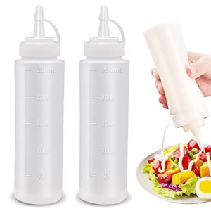 condiment squeeze bottles, abnaok 2-pack 8 oz food grade plastic squeeze condiment bottles with twist on cap lids for sauces, paint,oil, condiments,salad dressings, arts and crafts