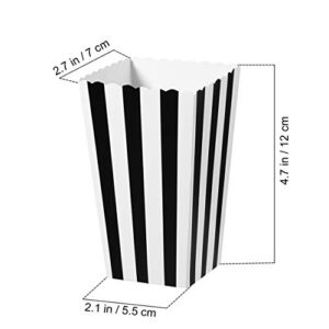 Tomaibaby 24pcs Striped Popcorn Boxes, Black and White Small Paper Popcorn Boxes for Party Supplies