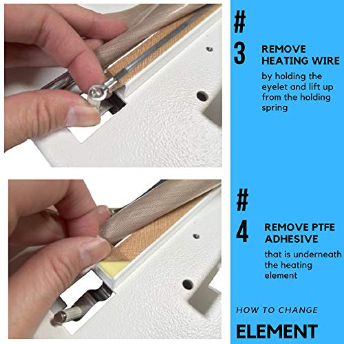 Replacement PTFE Kit for Long 24" 780W Impulse Heat Sealer Machine for Wide Plastic Poly Bag - 2 Heating Elements, 2 PTFE Cover