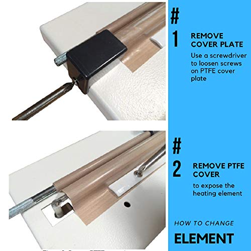 Replacement PTFE Kit for Long 24" 780W Impulse Heat Sealer Machine for Wide Plastic Poly Bag - 2 Heating Elements, 2 PTFE Cover