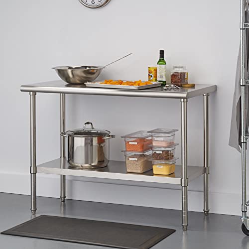 MYOYAY Stainless Steel Table for Prep & Work 24 x 36 Inch 550lbs Load Capacity Commercial Kitchen Table Heavy Duty Metal Worktable Workstation with Adjustable Undershelf for Restaurant Hotel