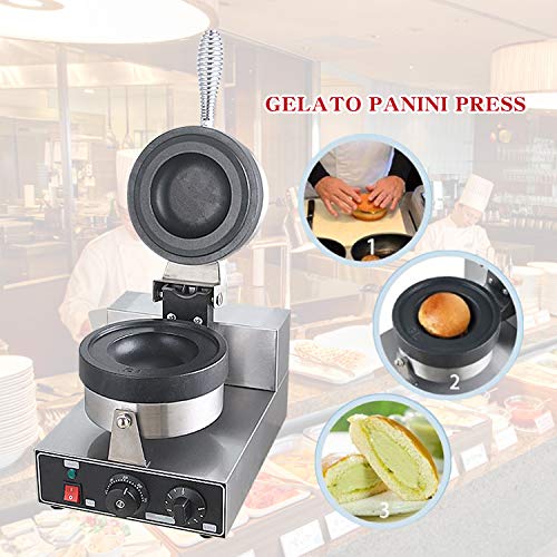 Kolice Commercial Gelato Panini Press Machine, Donut Ice Cream Dessert Italy Ice Cream Sandwich Press Machine, Commercial Krapfen Warmer, Gelato Panini Press