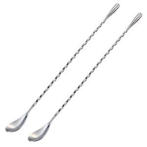 briout bar spoon cocktail mixing stirrers for drink, stainless steel 12 inches long handle, silver 2 pieces