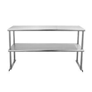 profeeshaw stainless steel overshelf for prep & work table 12” x 48” nsf commercial adjustable double shelf 2 tier for restaurant, bar, utility room, kitchen and garage