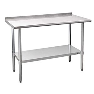 profeeshaw stainless steel prep table nsf commercial work table with backsplash and undershelf for kitchen restaurant 24×48 inch