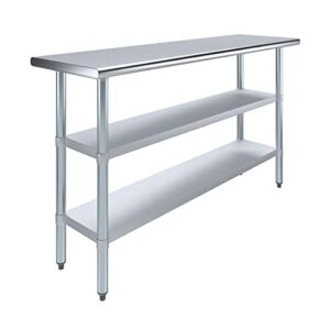 60" long x 18" deep stainless steel work table with 2 shelves | metal food prep station | commercial & residential nsf utility table