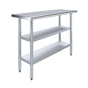 48" long x 18" deep stainless steel work table with 2 shelves | metal food prep station | commercial & residential nsf utility table
