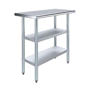 36" long x 18" deep stainless steel work table with 2 shelves | metal food prep station | commercial & residential nsf utility table