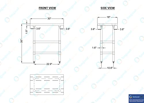 30" Long X 18" Deep Stainless Steel Work Table with 2 Shelves | Metal Food Prep Station | Commercial & Residential NSF Utility Table