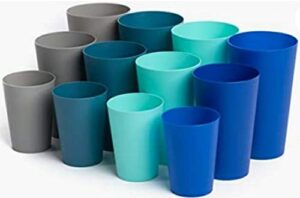 klickpick home multi size 10 ounce 15 ounce 20 ounce - 12 piece kids cups premium quality plastic beverage tumblers cup reusable cups dishwasher safe bpafree in 4 coastal colours