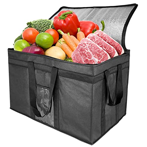 XXXL Large Insulated Cooler Bag , Double Zipper Food Delivery Bag , Styrofoam Cooler of Keep Food Cold or Hot , Easy To Clean , Ideal for Professional Food Groceries Delivery Restaurant