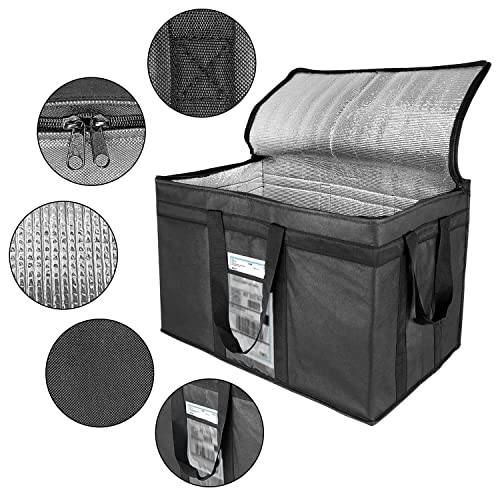 XXXL Large Insulated Cooler Bag , Double Zipper Food Delivery Bag , Styrofoam Cooler of Keep Food Cold or Hot , Easy To Clean , Ideal for Professional Food Groceries Delivery Restaurant