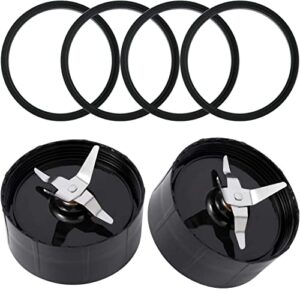 2 cross blades with 4 rubber gaskets qt replacement parts compatible with 250w magic bullet blender, juicer and mixer(model mb1001)