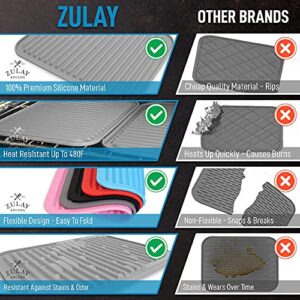 Zulay 2 Pack (9"x12") Silicone Trivets for Hot Pots and Pans - Multi-Purpose & Versatile Trivet Mat - Heat Resistant Silicone Trivet - Durable & Flexible Hot Pads for Kitchen Counter - Gray